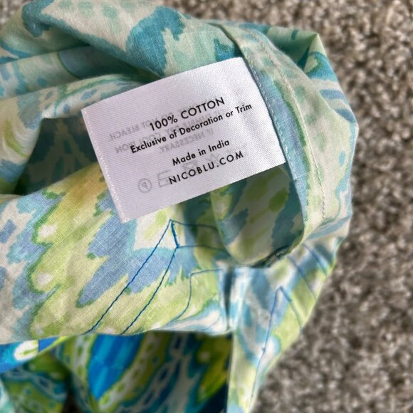 NicoBlu Womens 1X Tunic Top Green & Blue Ikat Print Long Sleeve - Picture 8 of 14